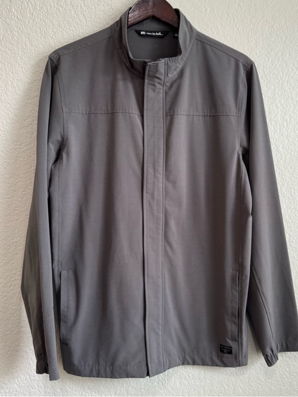 Travis Mathew Crushing It Stretch Jacket Charcoal Gray Stand-Collar